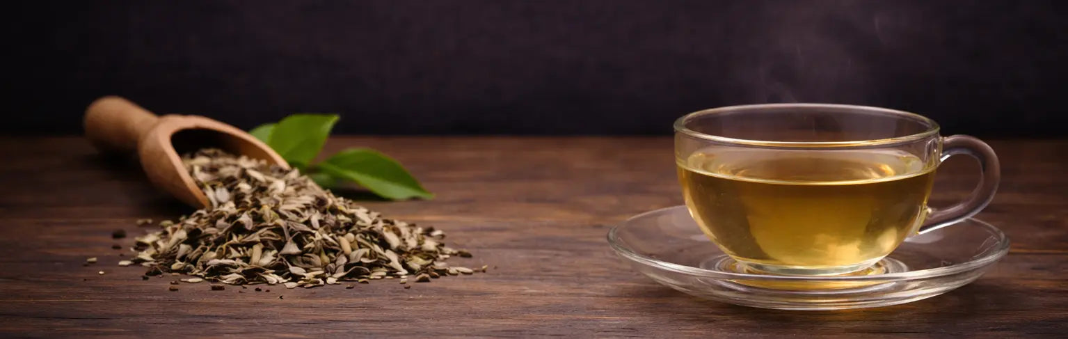 Premium Ceylon white tea collection displayed in a soft, minimalist setting with light, refined tones