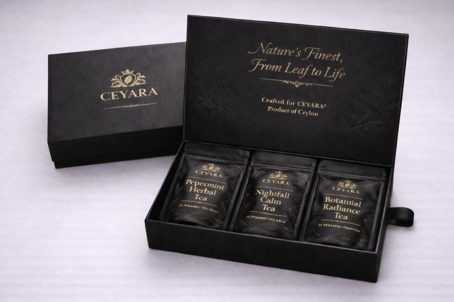 CEYARA The Balance Ritual luxury tea gift box with calming herbal tea collection