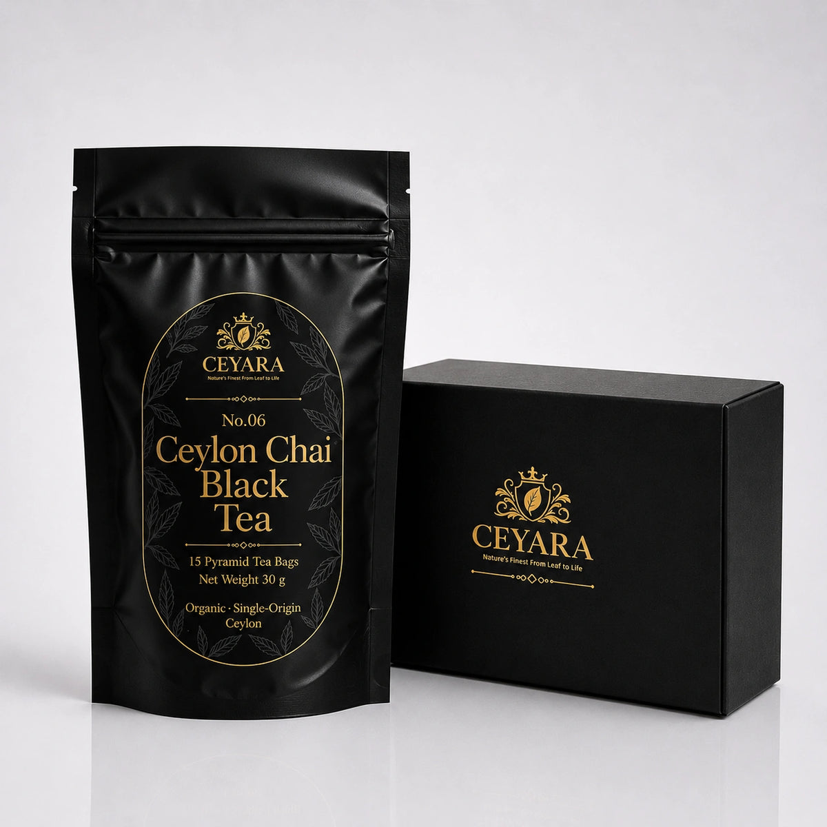 Ceyara Ceylon Chai Black Tea pouch with matching gift box
