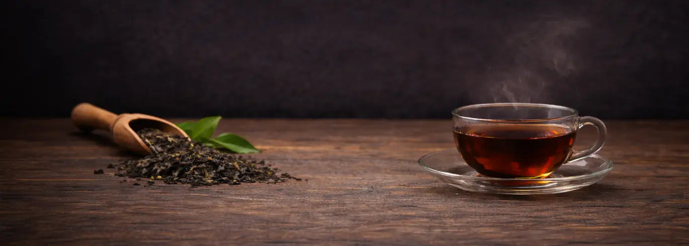 Premium Ceylon black tea collection displayed in a calm, elegant setting with warm tones and minimalist styling