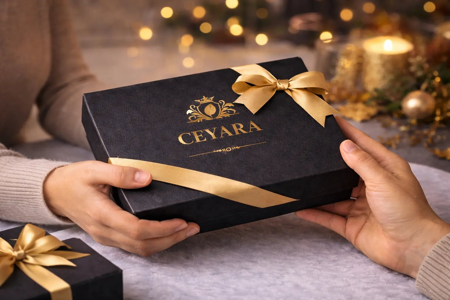 CEYARA Balance Ritual luxury wellness tea gift set beautifully presented as a premium gifting experience with elegant black and gold packaging