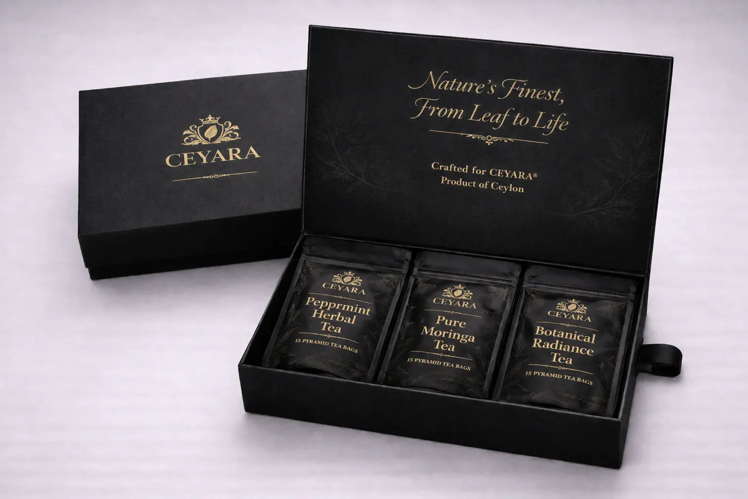 CEYARA The Balance Ritual luxury tea gift box with calming herbal tea collection