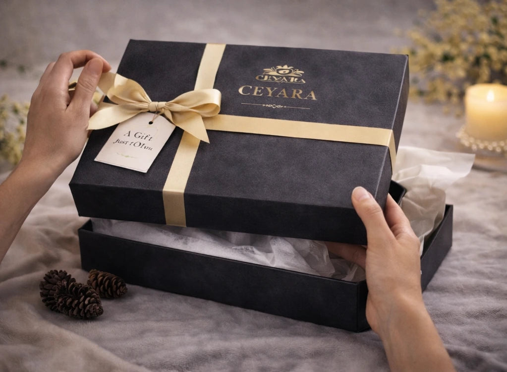 Unwrapping the CEYARA Dawn to Dusk Ritual luxury tea gift set revealing premium Ceylon tea selection in elegant gift box packaging