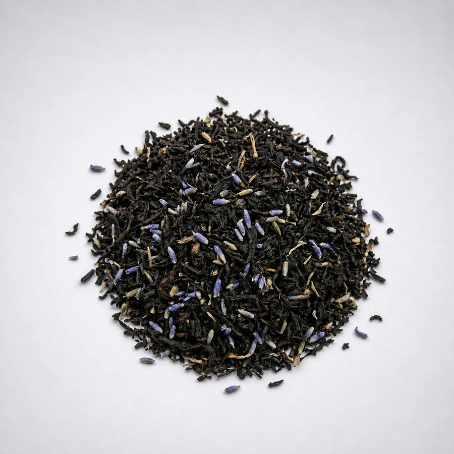 Earl Grey lavender tea bags with loose leaf Ceylon black tea, bergamot and calming lavender by Ceyara