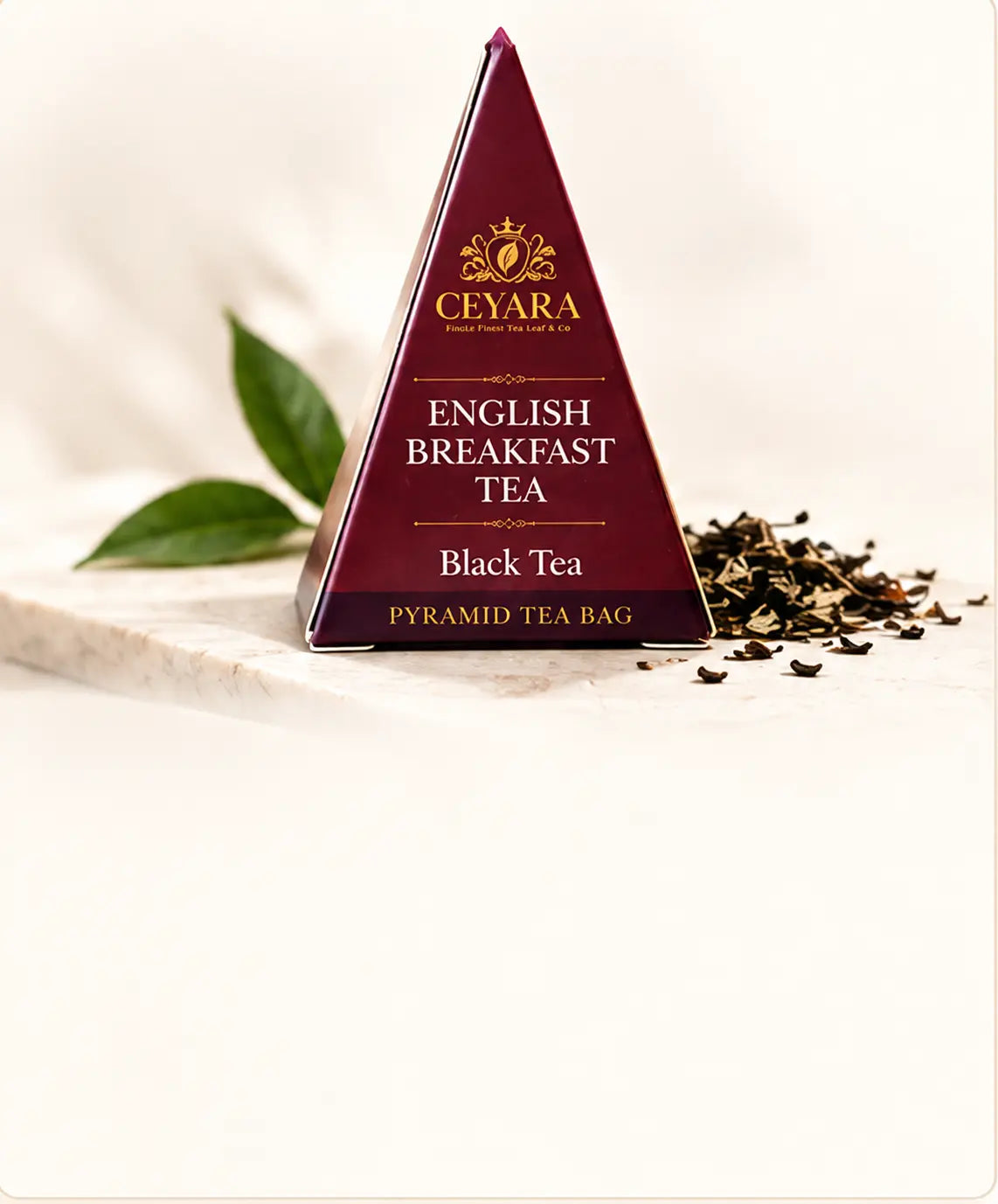 Ceyara single-serve pyramid tea tasting gift included with every order.